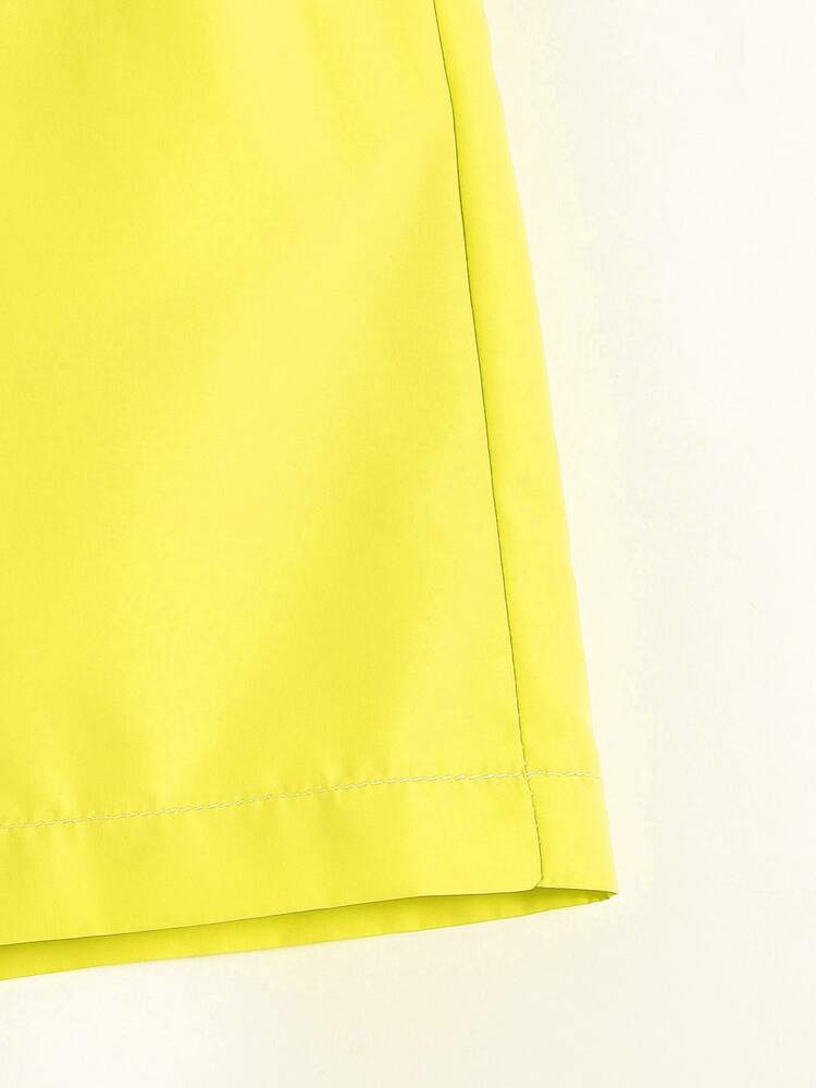 Manfinity Men Drawstring Waist Solid Swim Trunks - Yellow - View 4