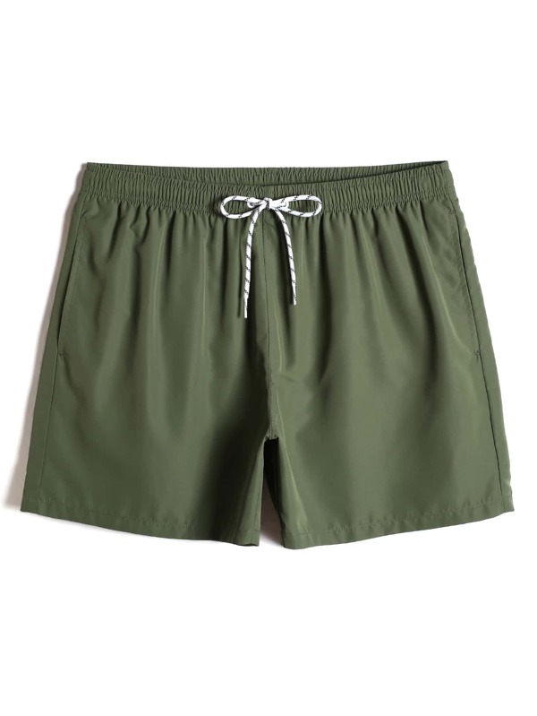 Manfinity KASUA Swim Trunks For Men Drawstring Waist Security Pockets Lightweight 4-Way Stretch Solid Color For Beach Vacation,Gym-To-StreetArmy Green Fabric Non-Stretch Lined Beach Shorts