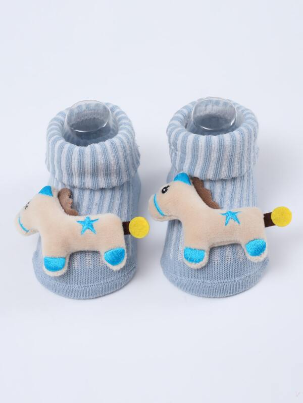 1pair Baby Cartoon Horse Decor Floor Socks