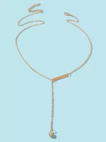 Collar en Y geométrico & con diseño de diamante de imitación - Amarillo Oro - Ver 2