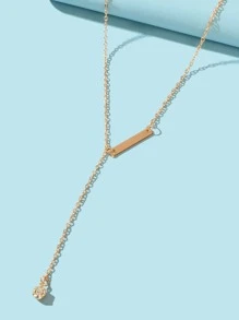 Collar en Y geométrico & con diseño de diamante de imitación - Amarillo Oro - Ver 3