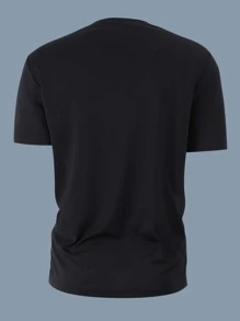 Manfinity Homme Hombres Camiseta de dos tonos con estampado de letra - Blanco y Negro - Ver 2