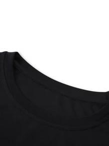 Manfinity Homme Hombres Camiseta de dos tonos con estampado de letra - Blanco y Negro - Ver 6