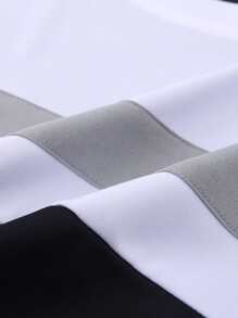 Manfinity Homme Tops Nam Khối Màu Lá thư Giải trí - Đen và trắng - Xem 3