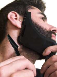 1pc Large Mustache Template And 1pc Mustache Shaving Razor - Black - View 1