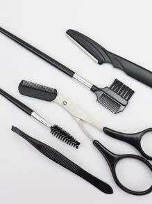 5件套多功能修眉工具套装，包含眉剪、眉刀、剪刀、睫毛刷、镊子，满足各种需求，适合多种场合，多功能美容化妆工具套装，适合旅行和居家使用，化妆，价格实惠，房间装饰，梳妆台，旅行，卧室，化妆配件，镊子，价格实惠，圣诞礼物，化妆，化妆工具，便宜好物，礼物，女士礼物，圣诞礼物，赠品，旅行，便宜好物，旅行必备 - 黑色 - 查看 8