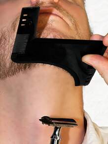 1pc Large Mustache Template And 1pc Mustache Shaving Razor - Black - View 5