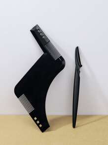 1pc Large Mustache Template And 1pc Mustache Shaving Razor - Black - View 6