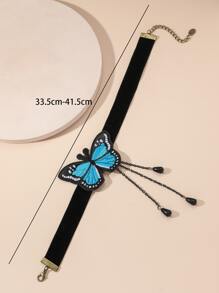 Gargantilla con diseño de mariposa - Negro - Ver 3