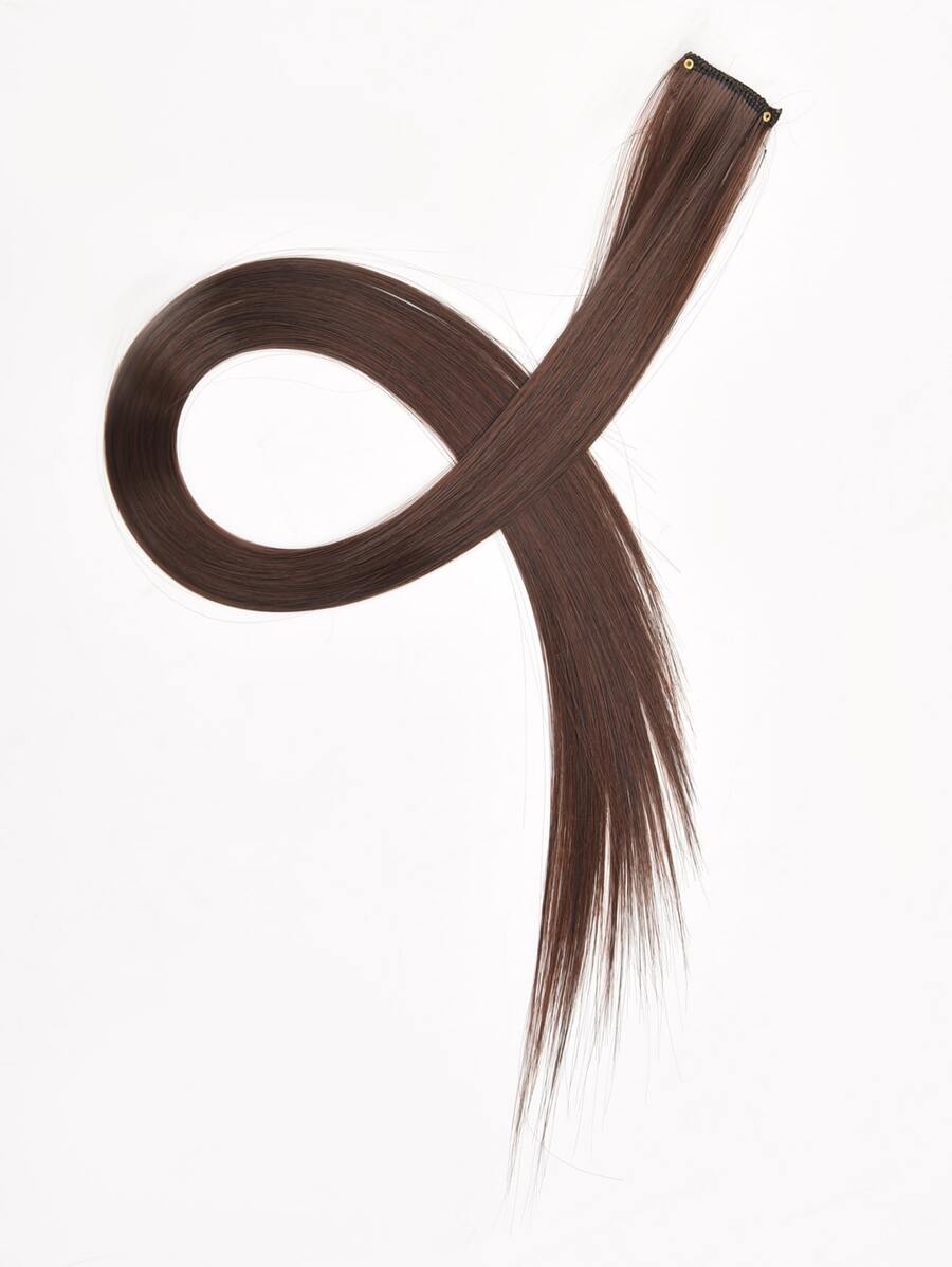 夾片長款直筒合成纖維接髮 - Dark Brown - 查看 1