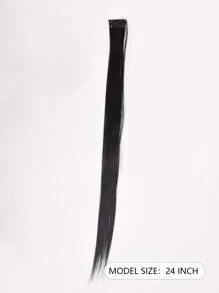 Clip In Long Straight Synthetic Hair Extension - Black - View 2