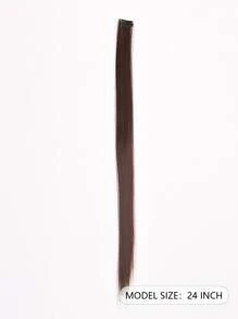 夾片長款直筒合成纖維接髮 - Dark Brown - 查看 2