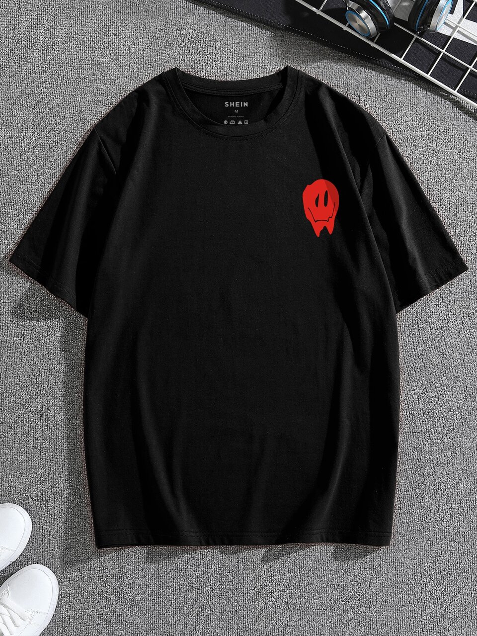 Men Cartoon And Slogan Graphic Tee