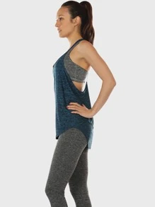 撞色露背运动上衣 - 藏蓝色 - 查看 3