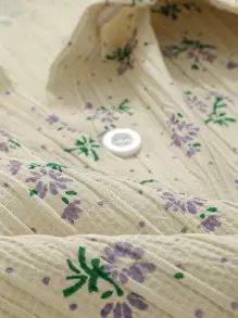 DAZY 小花圖案蒲公英領泡泡袖襯衫