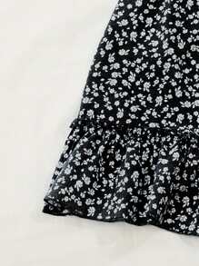 Franclia 荷葉邊小碎花圖案洋裝