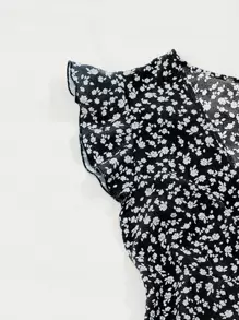 Franclia 荷葉邊小碎花圖案洋裝