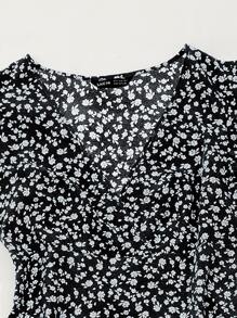 Franclia 荷葉邊小碎花圖案洋裝