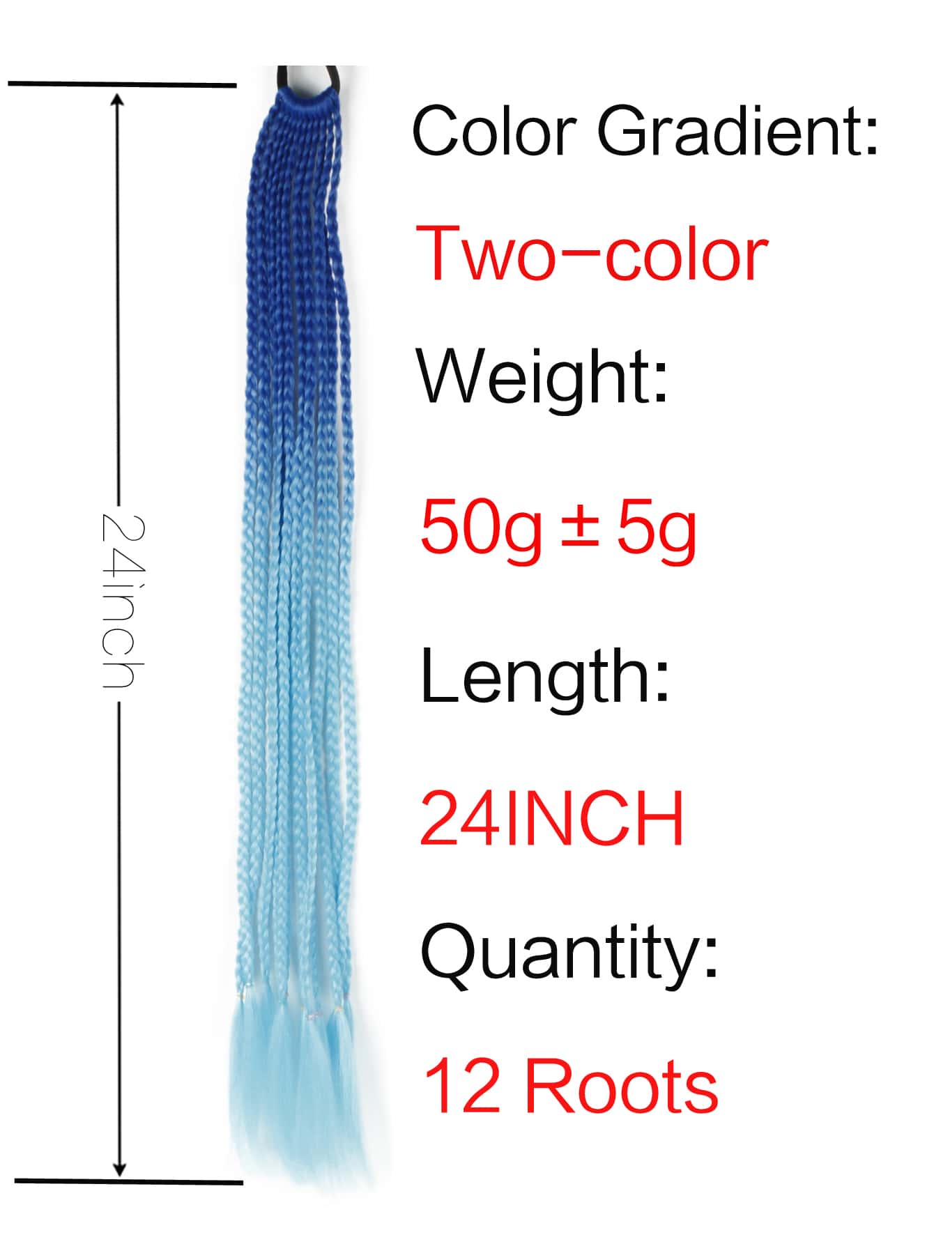 Miniatura 4 de Trenza de pelo sintético de ombré largo Multicolor