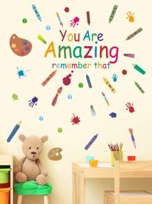 3入組標語圖案牆貼套裝 - 彩色 - 查看 2