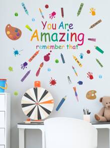 3入組標語圖案牆貼套裝 - 彩色 - 查看 3