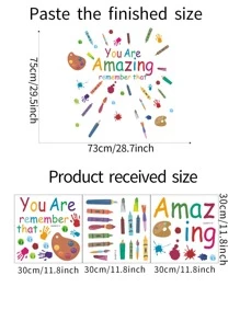 3入組標語圖案牆貼套裝 - 彩色 - 查看 4