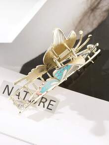 1pc Delicate Colorful Butterfly Hair Claw - Blue - View 3