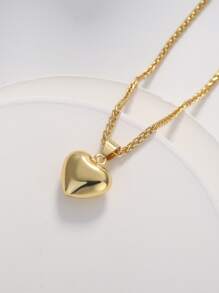 1 vòng cổ trái tim trang sức bằng đồng - Vàng - Xem 2