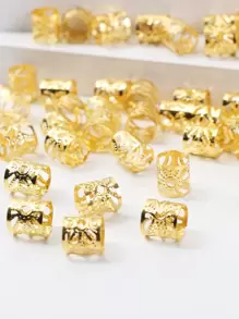 40 件镂空波西米亚嬉皮风格发圈适合日常造型适合校园约会度假日常旅行波西米亚金色头饰发夹 - 金色 - 查看 3