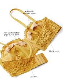 LUVLETTE Plus Lingerie Balconette Lace Bra Unlined Bra - Yellow - View 5