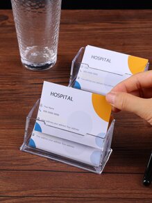 1pc Transparent Display Stand Desktop Business Card Box Special Office Business Card Holder Desk Shelf Box Storage - Clear - View 2