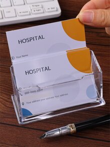 1pc Transparent Display Stand Desktop Business Card Box Special Office Business Card Holder Desk Shelf Box Storage - Clear - View 5