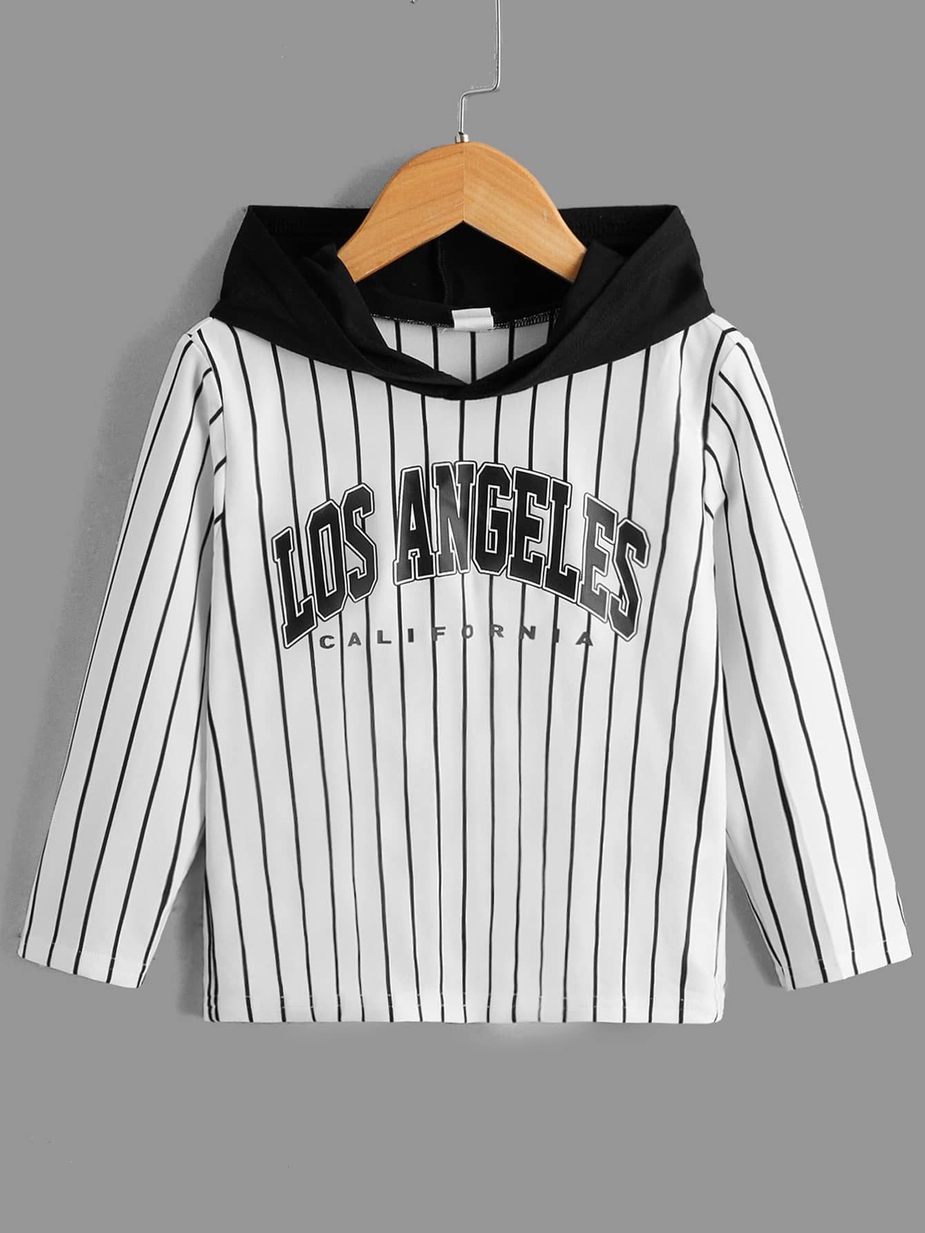 SHEIN Tops con trai lớn Lá thư Sọc Giải trí - trắng - Xem 1