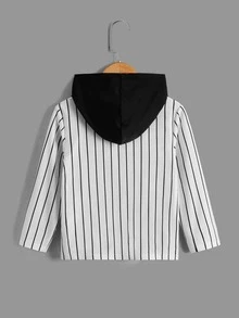 SHEIN Tops con trai lớn Lá thư Sọc Giải trí - trắng - Xem 2