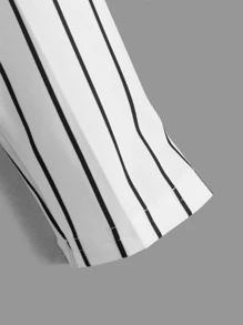 SHEIN Tops con trai lớn Lá thư Sọc Giải trí - trắng - Xem 4