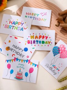 10pcs Letter Graphic Birthday Greeting Card With Envelope, Back To School Valentine Day - Multicolor - View 6