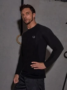 Manfinity Running Boyfriend Style Men Graphic Top-Stitching Sports Set Workout Set Workout Sets - Black - View 4