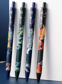 4入組動物印花隨機中性筆 - 彩色 - 查看 1