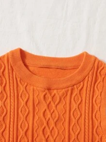 SHEIN EZwear 紋理質感針織短款毛衣背心 - 橘色 - 查看 4