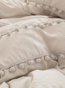 Pom Pom Decor Duvet Cover Set Without Filler - Beige - View 4
