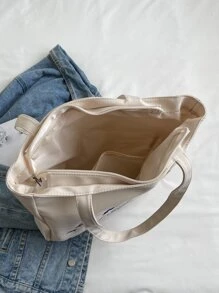 Lightweight,Business Casual Floral & Slogan Embroidery Shopper Bag School Bag For Graduate, Teen Girls, Freshman, Sophomore, Junior & Senior In College, University & High School, Perfect For Outdoors ,Travel & Back To School For Teen Girls Women College Students,Rookies & White-Collar Workers Perfect For Office,College,Work ,Business,Commute,Outdoors, Travel, Outings, Literary School Bag & Book Bag For Women Or Students, Perfect For Books, Shopping, Back To School And More