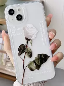 Rose Print Phone Case - Clear - View 1