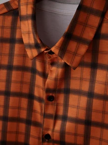 Manfinity Men Plaid Button Front Shirt Without Tee - Orange - View 3