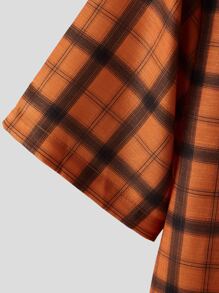 Manfinity Men Plaid Button Front Shirt Without Tee - Orange - View 4