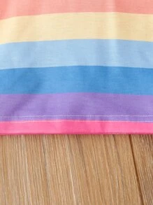 SHEIN Toddler Girls Striped Print Ruffle Trim Tee - Multicolor - View 5