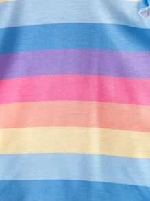 SHEIN Toddler Girls Striped Print Ruffle Trim Tee - Multicolor - View 6