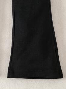 SHEIN Quần con gái lớn màu trơn Giải trí - màu đen - Xem 3