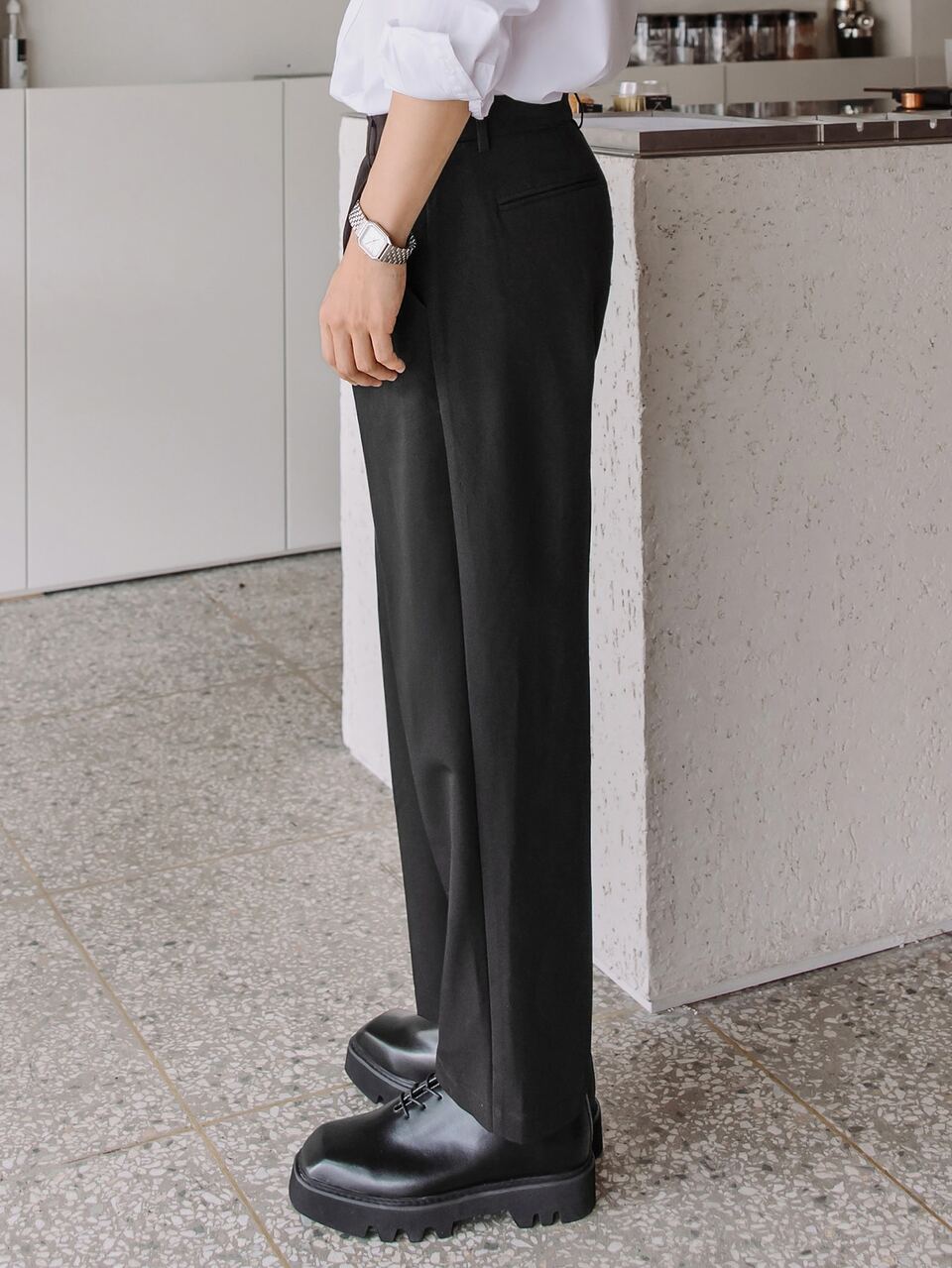 Men Press Crease Tailored Pants Business Attire
