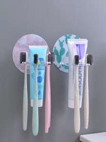1 peça de suporte para escova de dentes de cor aleatória, suporte de plástico multifuncional para escovas de dentes de parede, organizador de armazenamento autoadesivo criativo para chuveiro, suporte para pasta de dente no banheiro, acessório para banheiro, ferramenta de decoração para casa e banheiro, decoração de outono, volta às aulas - Multicolorido - Ver 1