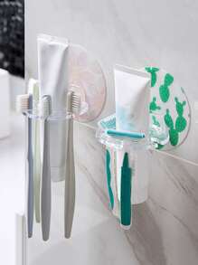 1 peça de suporte para escova de dentes de cor aleatória, suporte de plástico multifuncional para escovas de dentes de parede, organizador de armazenamento autoadesivo criativo para chuveiro, suporte para pasta de dente no banheiro, acessório para banheiro, ferramenta de decoração para casa e banheiro, decoração de outono, volta às aulas - Multicolorido - Ver 3